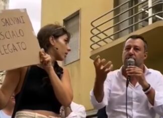 Arezzo, siparietto di Salvini con giovane contestatrice