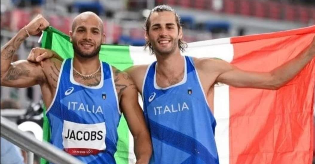 I campioni dell'atletica mondiale a Firenze. Nella foto, gli azzurri oro olimpico Marcell Jacobs e Gianmarco Tamberi