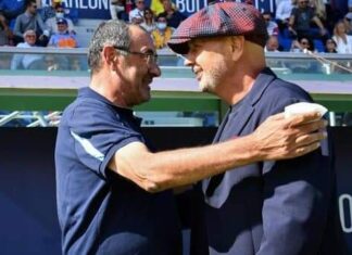 Serie A, Empoli allo stadio Olimpico con la Lazio Il tecnico della Lazio Sarri con Sinisa Mihajlovic
