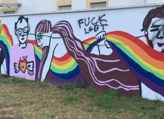Imbrattato murale Lgbtqia+. Insulti omofobi a Livorno Imbrattato murale Lgbtqia+. Insulti omofobi a Livorno