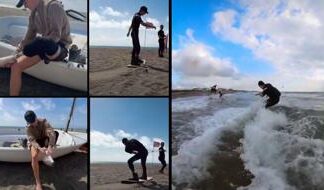 Matteo Mariotti torna sul surf con la protesi dopo l’attacco di uno squalo