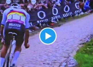 Parigi-Roubaix, van der Poel e il gesto folle dello spettatore – video