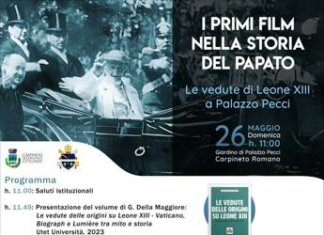 Apertura pubblica di Palazzo Pecci a Carpineto Romano per la prima proiezione italiana dei film su Leone XIII realizzati in Vaticano a fine Ottocento