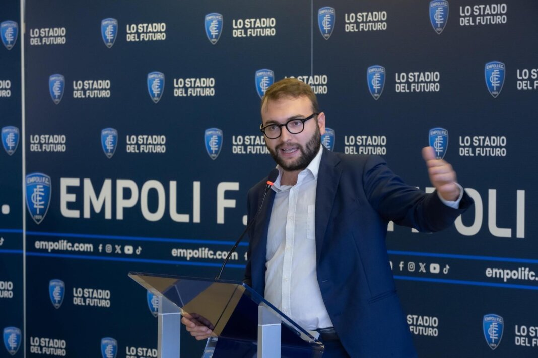 Il sindaco Alessio Mantellassi alla presentazione dello stadio dell'Empoli