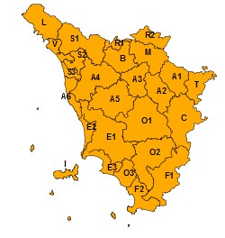 Esteso a tutta la Toscana l’allerta meteo arancione per temporali, grandinate e vento forte