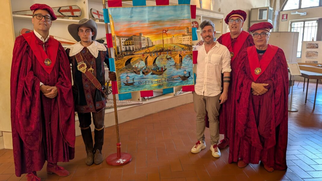 Realizzato dal pittore Thomas Ferretti il palio per il vincitore del Gioco del Ponte