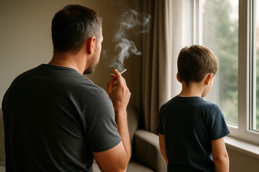 Padre e figlio fumo
