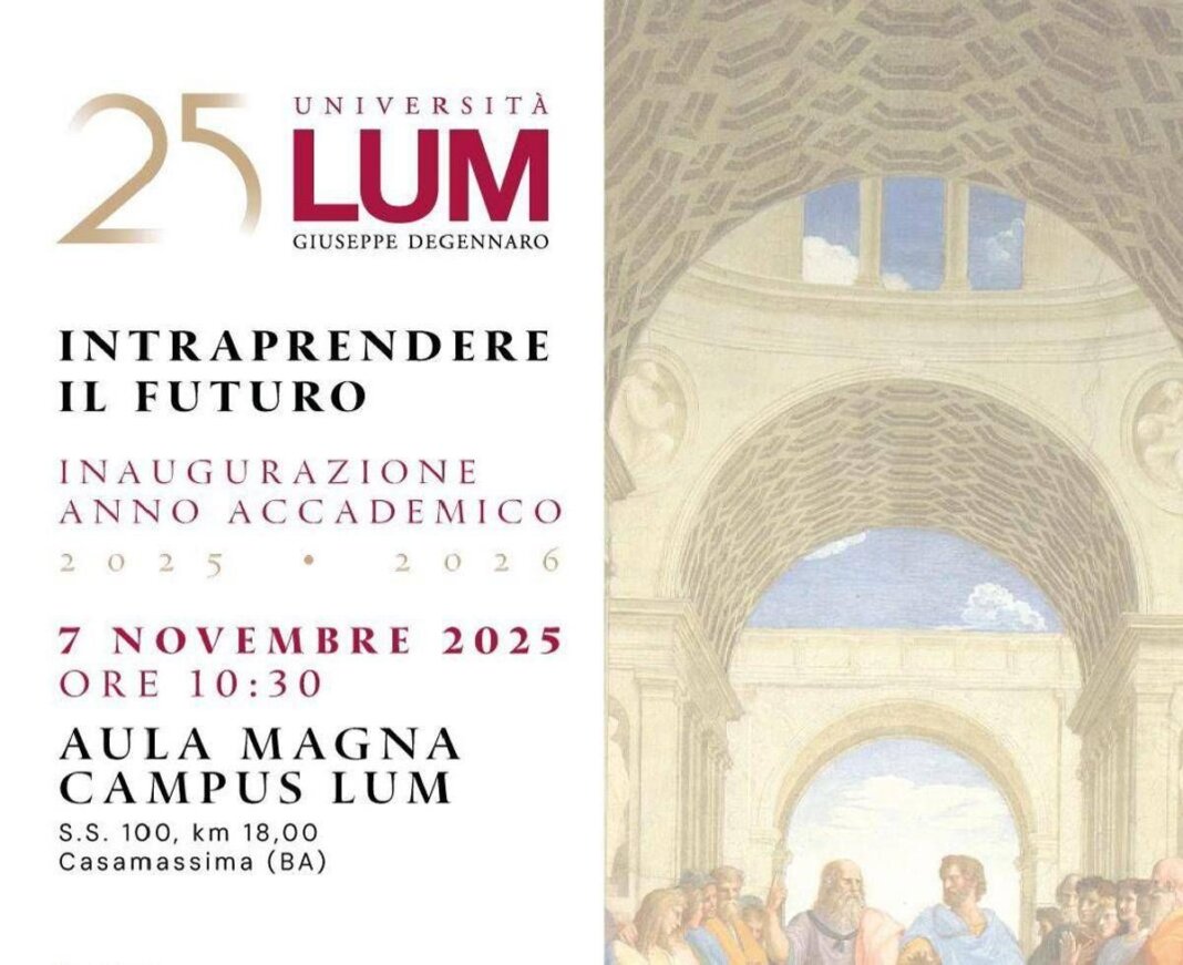 Università Lum, venerdì 7 novembre cerimonia di inaugurazione anno accademico