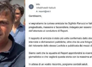 Ranucci, Fratelli d’Italia scrive a Report: “Segnaliamo curiosa amicizia con Lavitola”