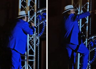 Al Bano, acrobazie a 83 anni: canta e… si arrampica sul palco – Il video