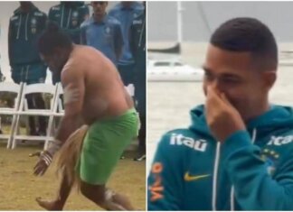 Brasile, i giocatori ridono durante rito indigeno prima della sfida con l’Australia: cos’è successo